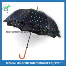 Promoção Moda Promoção Couro Handle Impressão Sun e Rain Umbrella